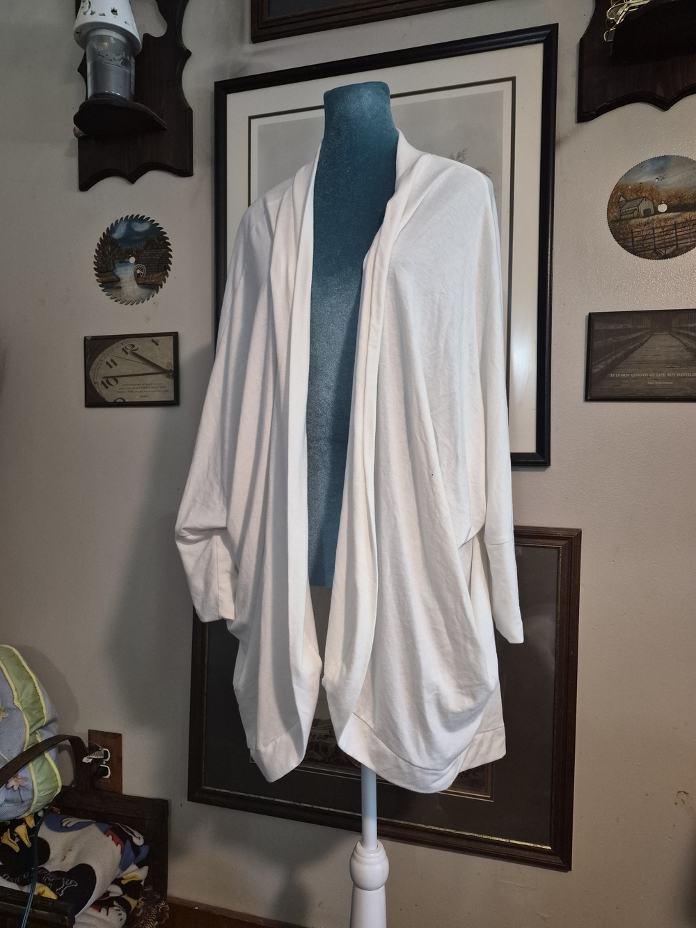 Zenana Premium White Open Front Cardigan Sweater with Side Pockets Size 3X